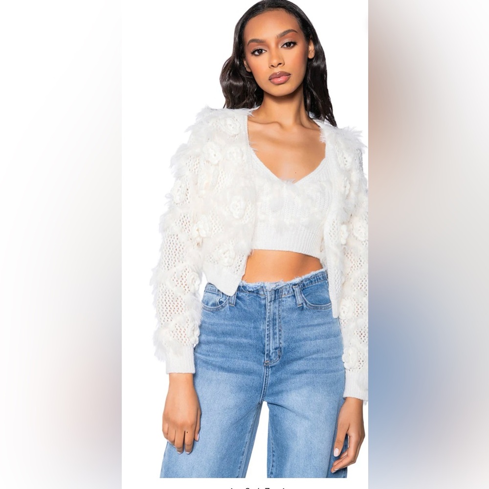 Akira Floral Detail Cardigan & Bralette